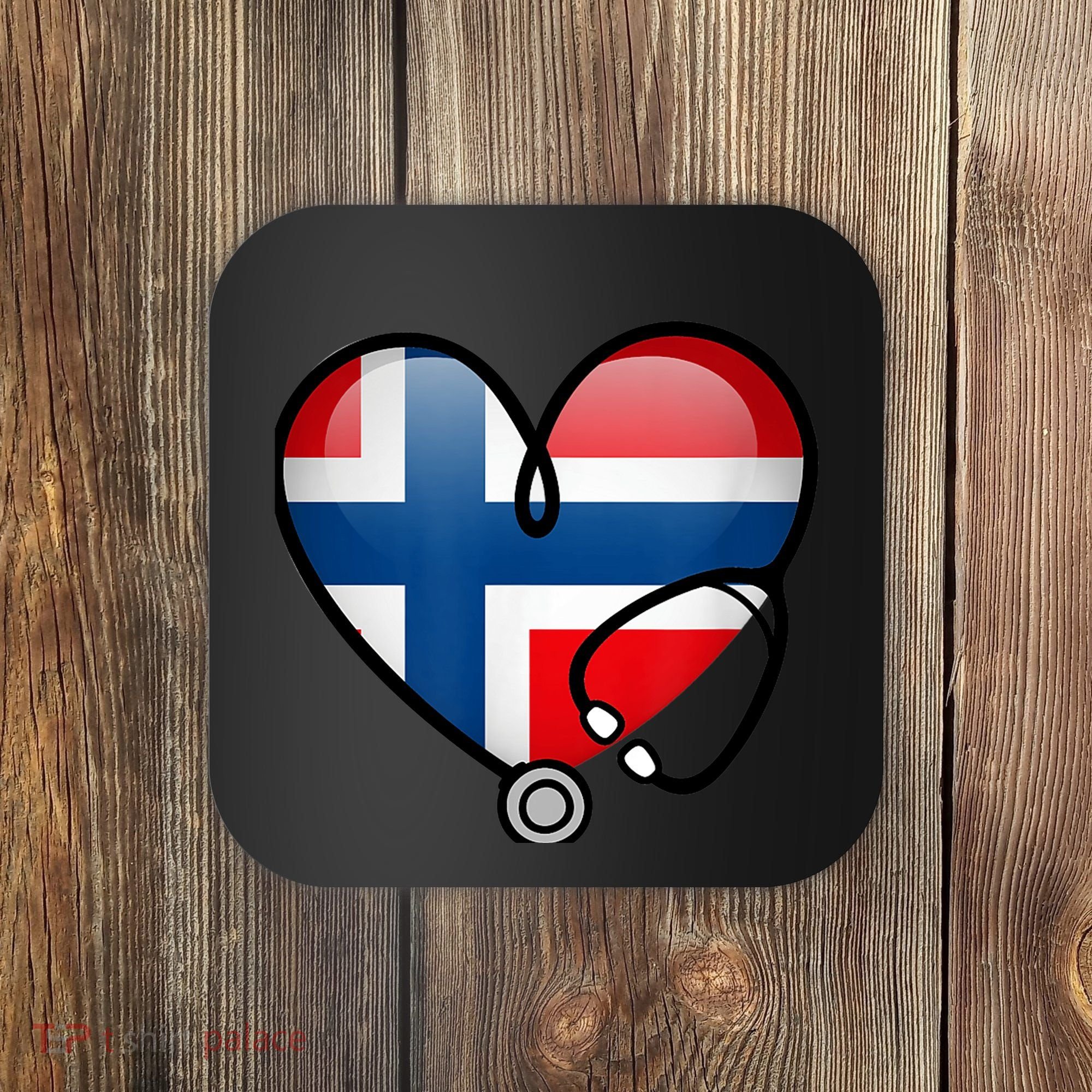 Norway Flag Norwegian Nurse Stethoscope Heart Coaster
