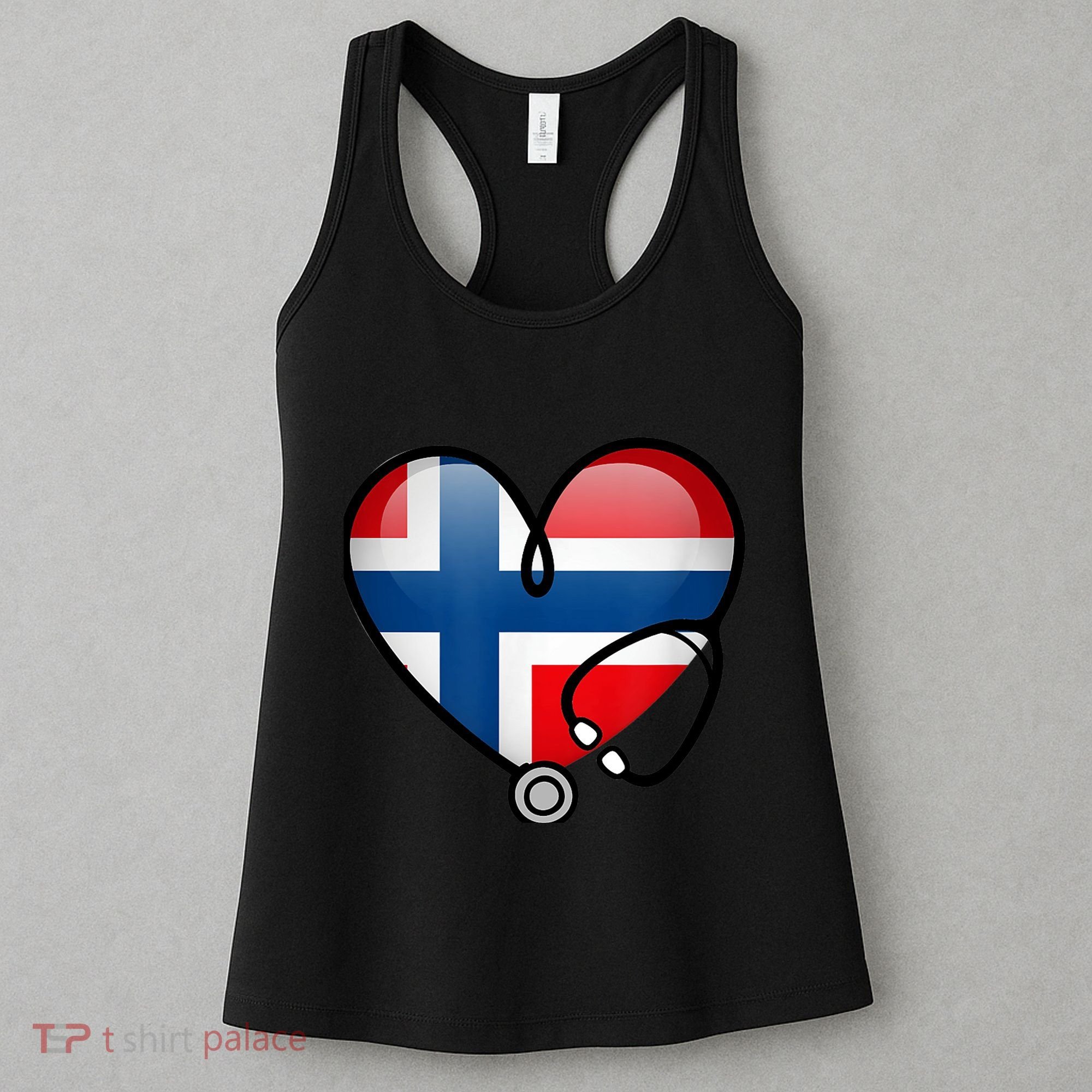 Norway Flag Norwegian Nurse Stethoscope Heart Women's Tank Top