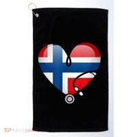 Norway Flag Norwegian Nurse Stethoscope Heart Golf Towel thumb 0