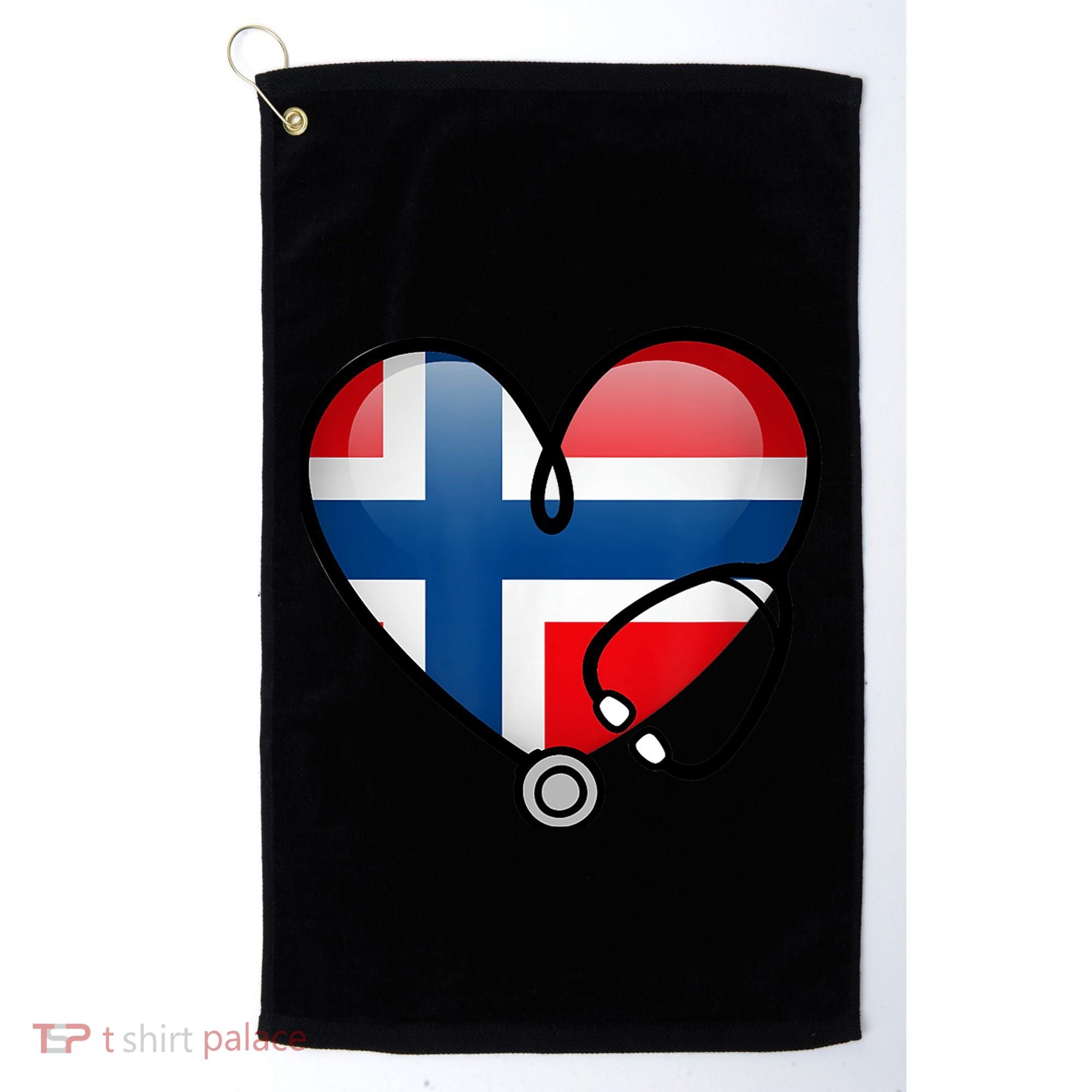 Norway Flag Norwegian Nurse Stethoscope Heart Golf Towel