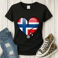 Norway Flag Norwegian Nurse Stethoscope Heart Women's T-Shirt thumb 3