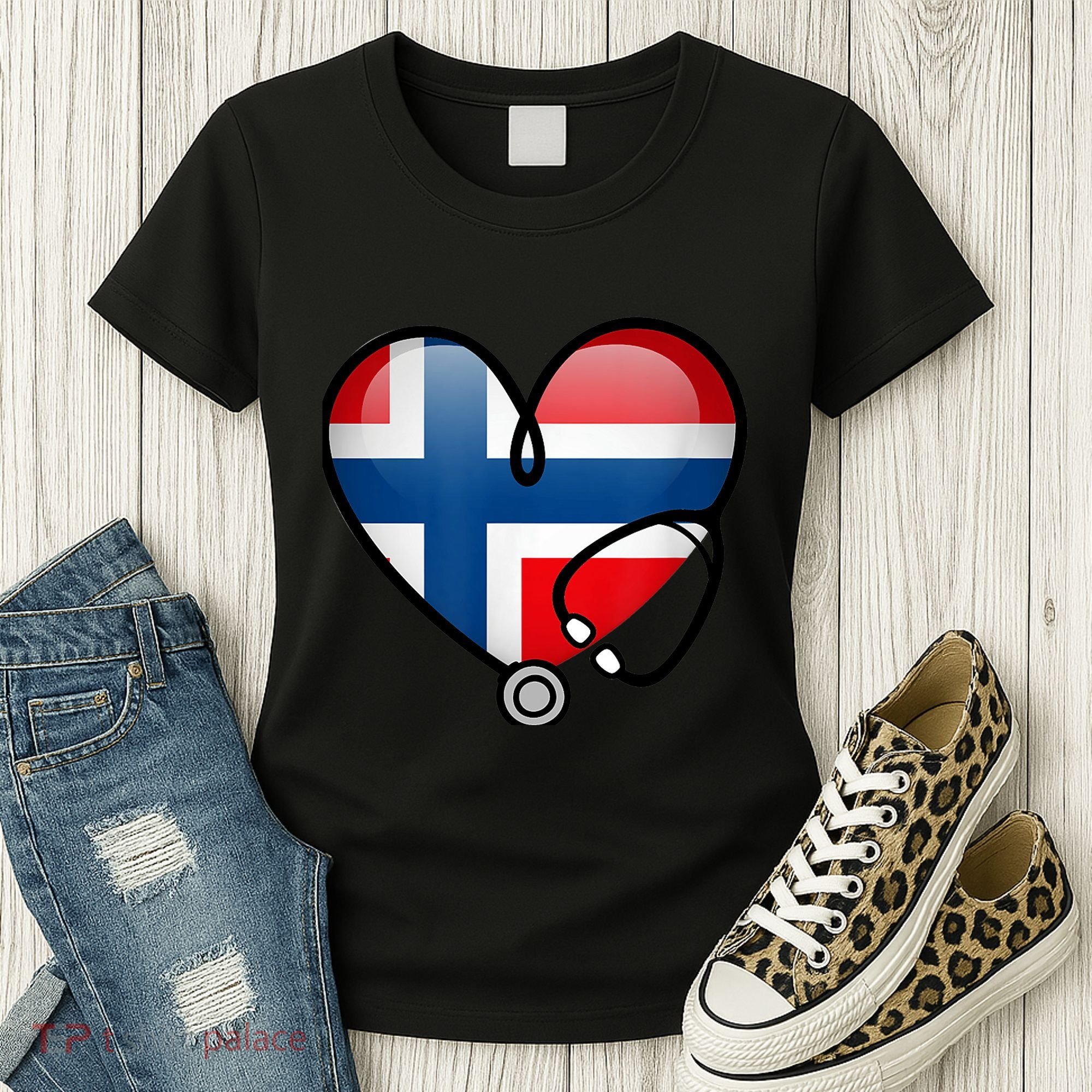 Norway Flag Norwegian Nurse Stethoscope Heart Women's T-Shirt