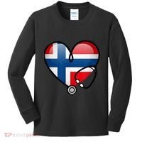Norway Flag Norwegian Nurse Stethoscope Heart Kids Long Sleeve Shirt thumb 0