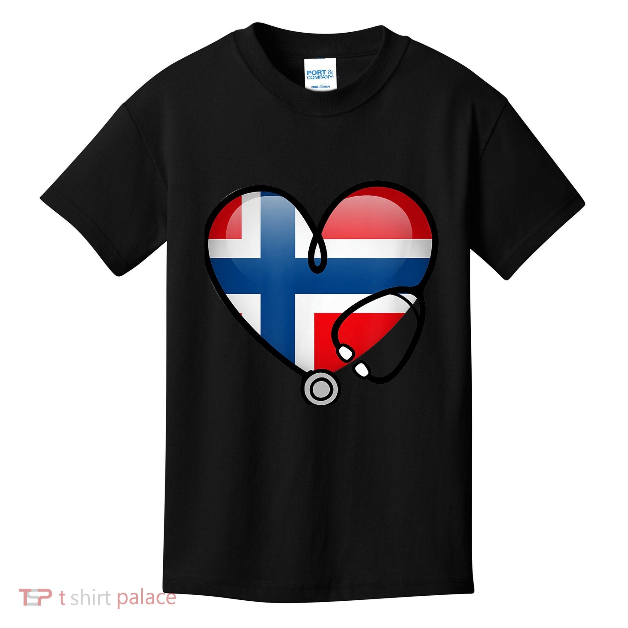 Norway Flag Norwegian Nurse Stethoscope Heart Kids T-Shirt