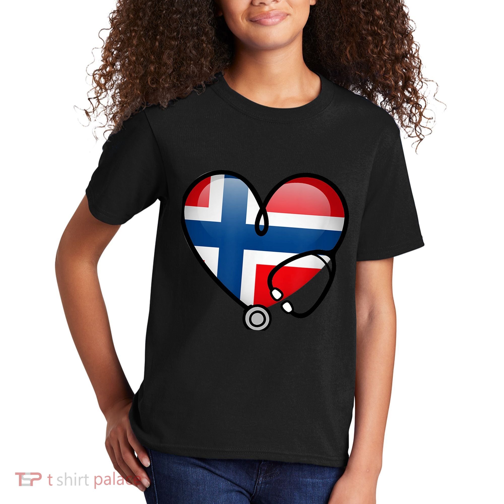 Norway Flag Norwegian Nurse Stethoscope Heart Kids T-Shirt