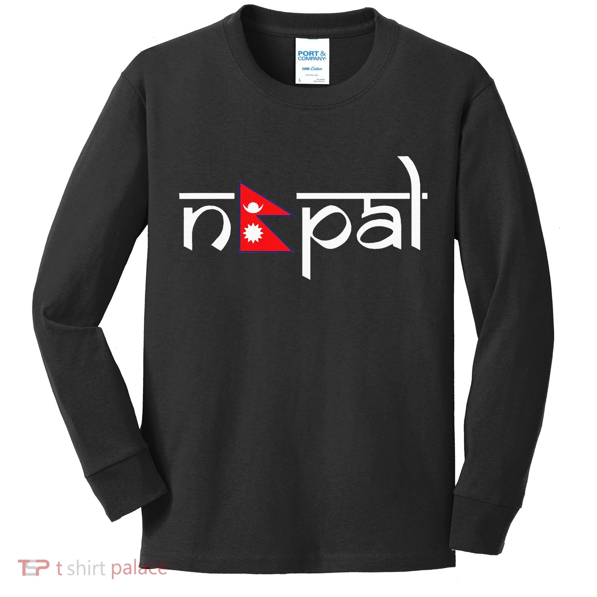 Nepal Flag Kids Long Sleeve Shirt
