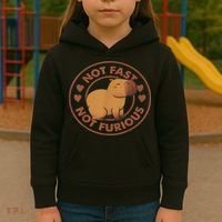 Not Fast Not Furious Capybara Kids Hoodie thumb 3