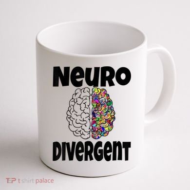 Neurodivergent Funny Neurodiversity Brain Design Autism ADHD Coffee Mug back