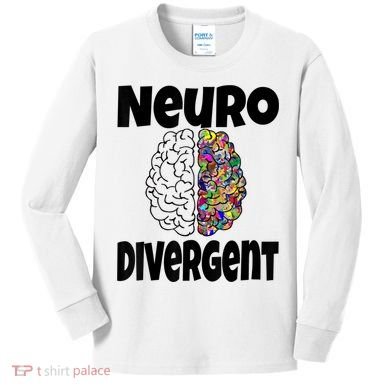 Neurodivergent Funny Neurodiversity Brain Design Autism ADHD Kids Long Sleeve Shirt