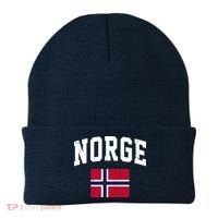 Norge Flag Norway Norwegian Souvenir Gift Beanie thumb 0