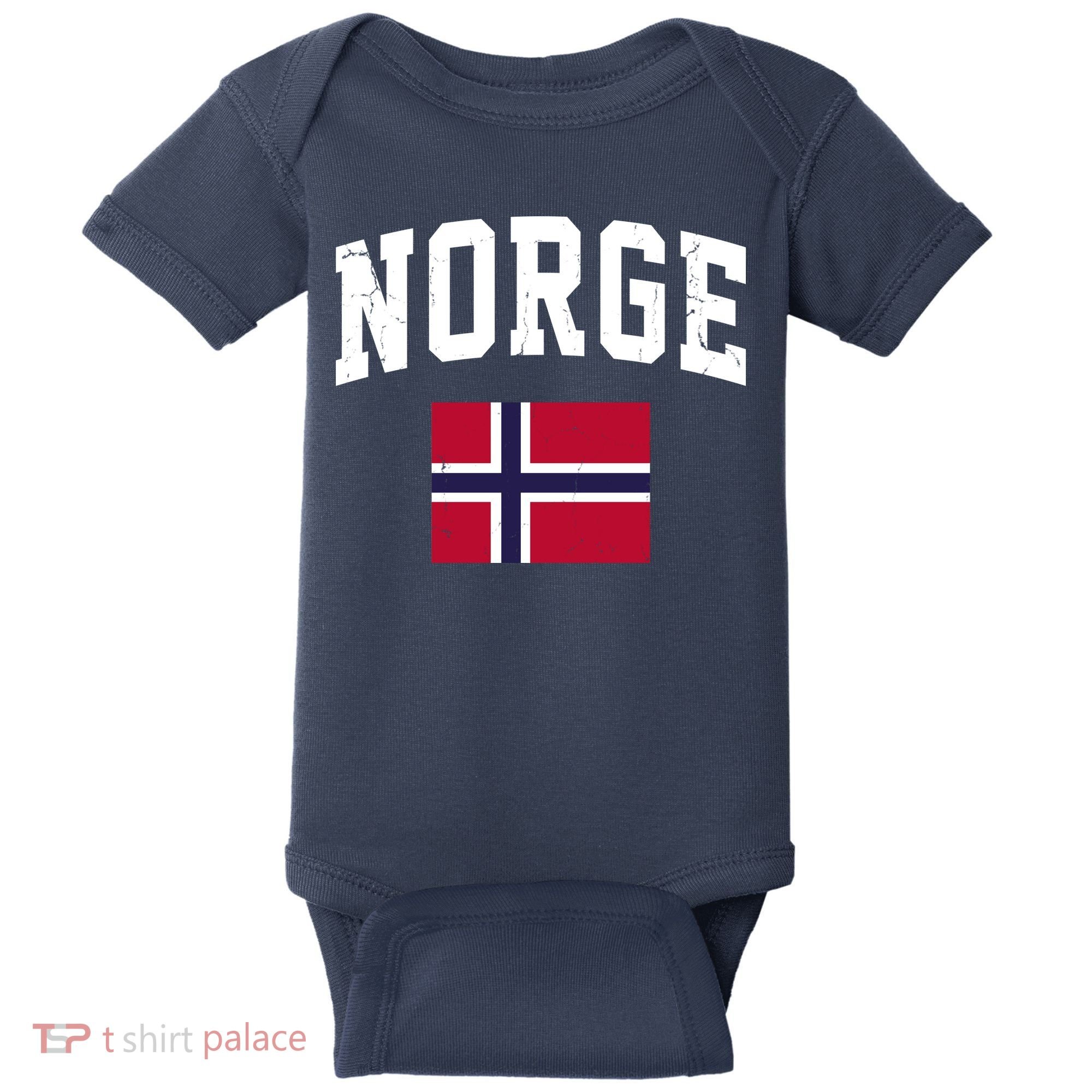 Norge Flag Norway Norwegian Souvenir Gift Baby Bodysuit