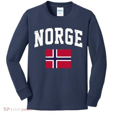Norge Flag Norway Norwegian Souvenir Gift Kids Long Sleeve Shirt
