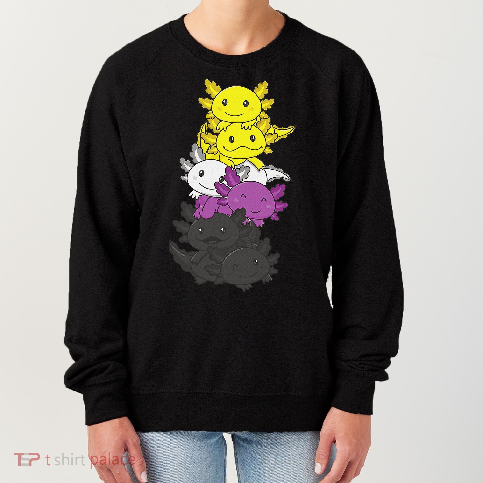 Nonbinary Flag Non Binary Pride LGBTQ Axolotl  Women's Sweatshirt