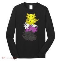 Nonbinary Flag Non Binary Pride LGBTQ Axolotl  Long Sleeve Shirt thumb 0