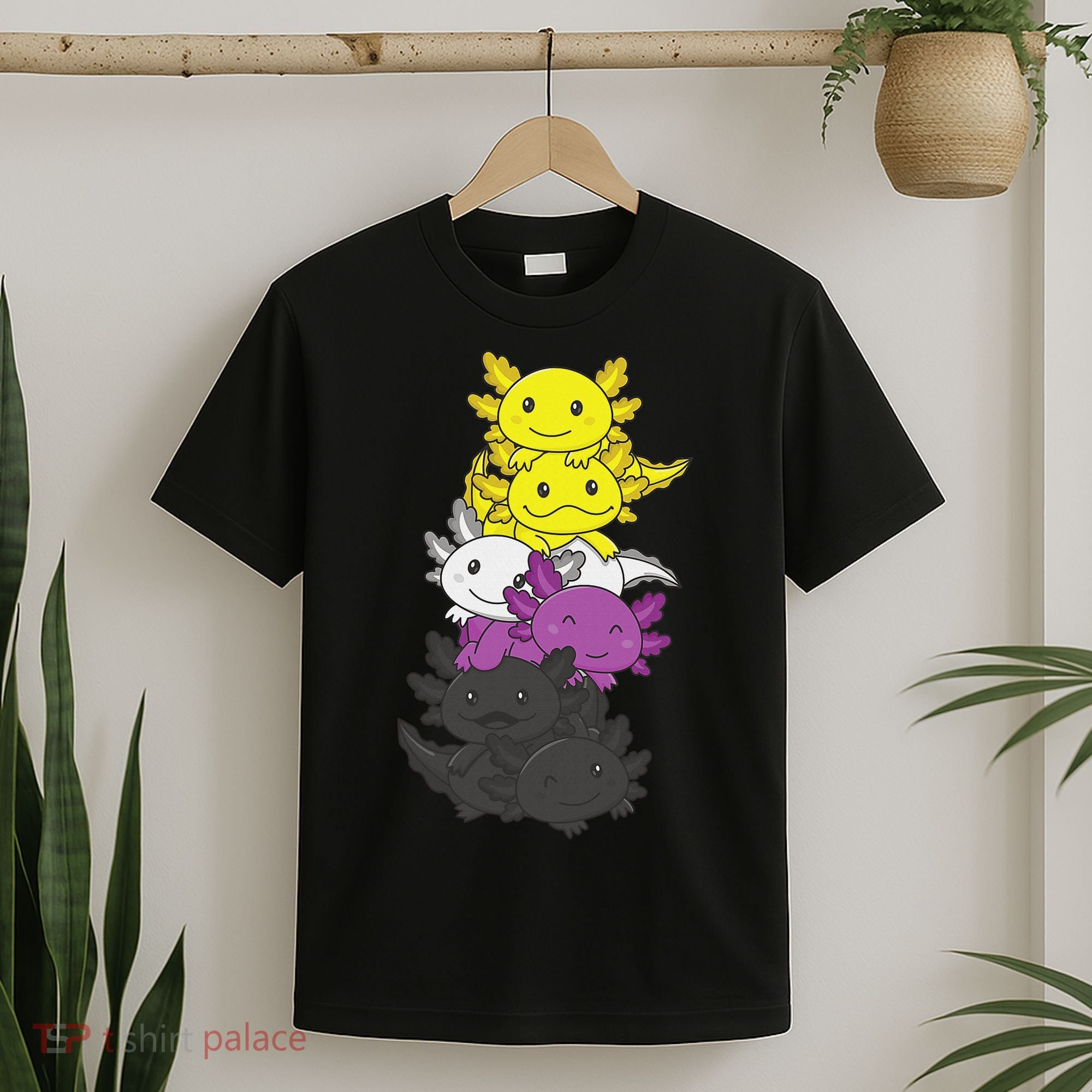 Nonbinary Flag Non Binary Pride LGBTQ Axolotl  T-Shirt