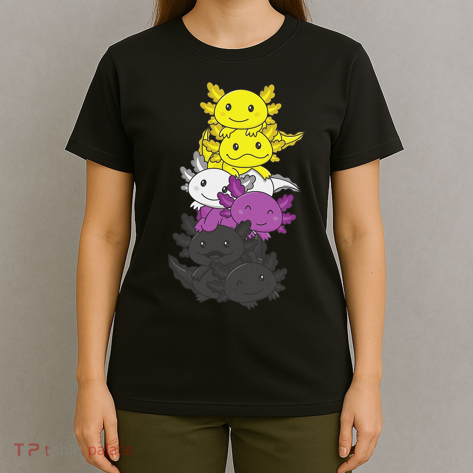Nonbinary Flag Non Binary Pride LGBTQ Axolotl  T-Shirt
