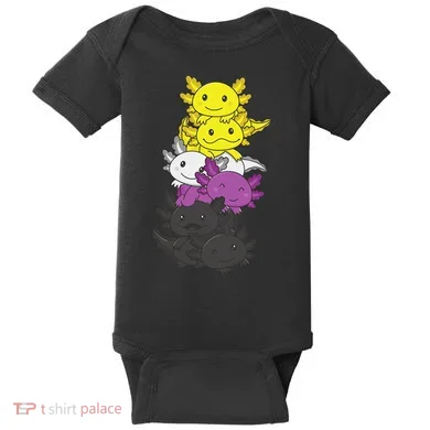 Nonbinary Flag Non Binary Pride LGBTQ Axolotl  Baby Bodysuit
