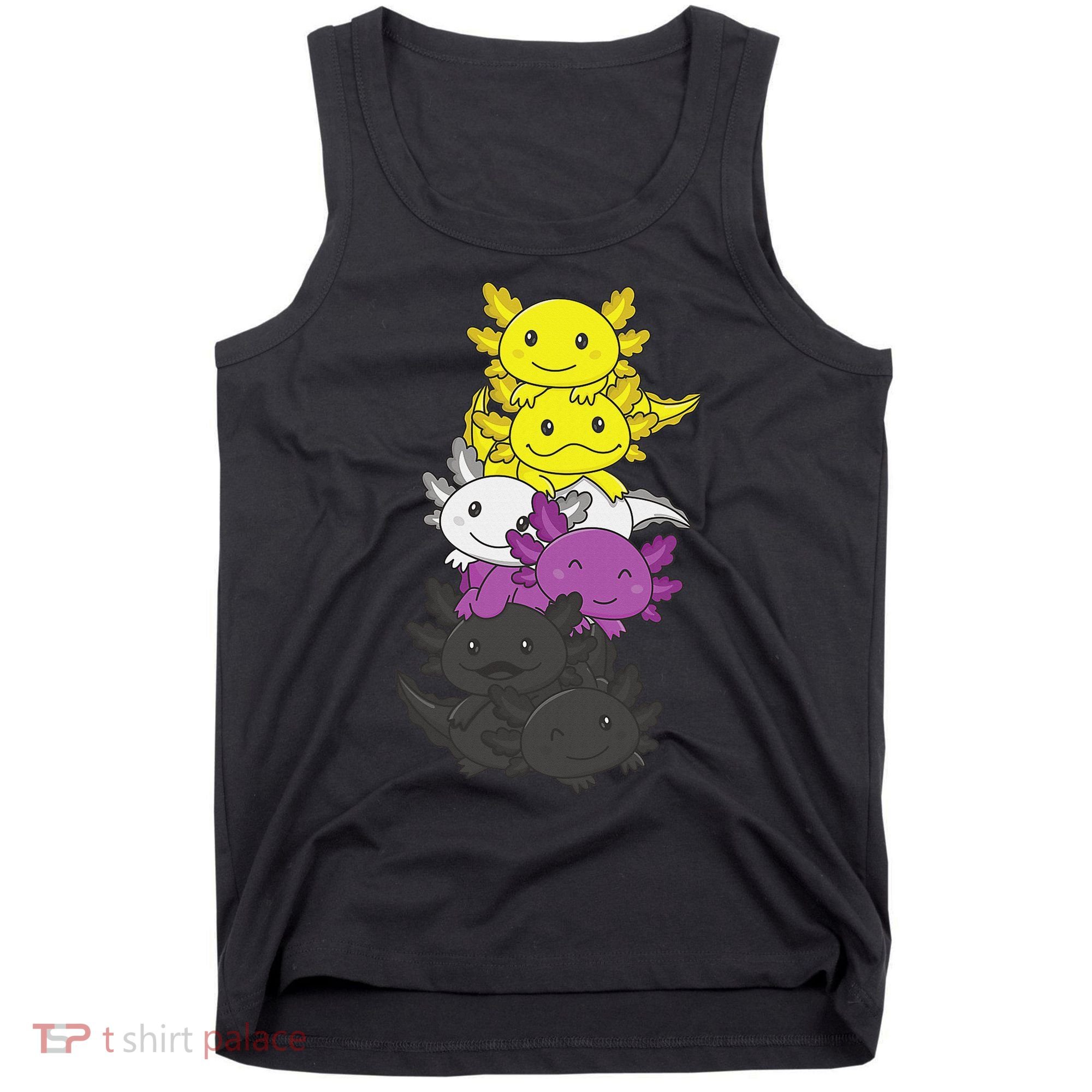 Nonbinary Flag Non Binary Pride LGBTQ Axolotl  Tank Top