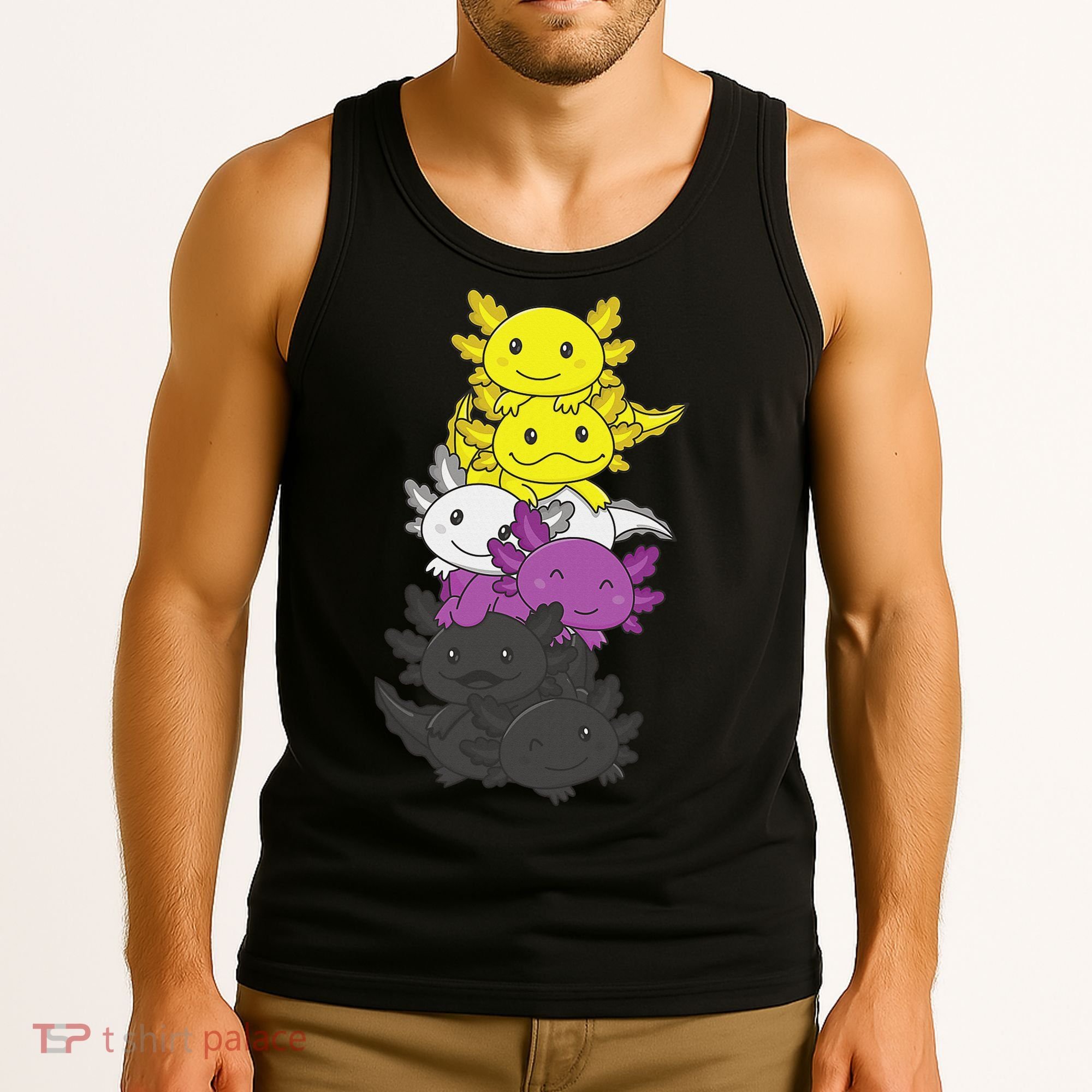 Nonbinary Flag Non Binary Pride LGBTQ Axolotl  Tank Top