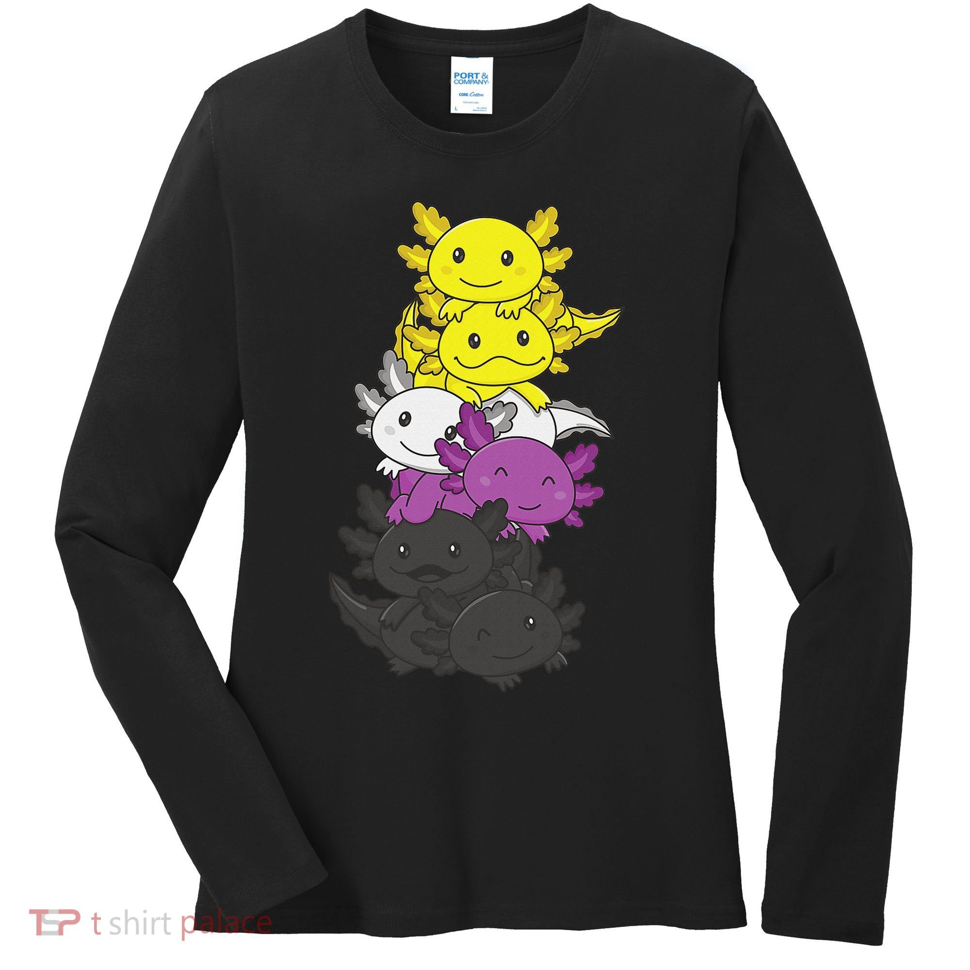 Nonbinary Flag Non Binary Pride LGBTQ Axolotl  Women's Long Sleeve Shirt