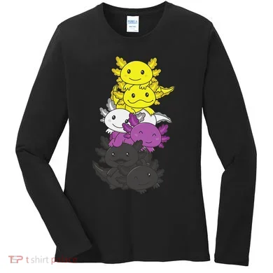 Nonbinary Flag Non Binary Pride LGBTQ Axolotl  Women's Long Sleeve Shirt