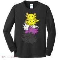 Nonbinary Flag Non Binary Pride LGBTQ Axolotl  Kids Long Sleeve Shirt thumb 0