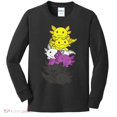 Nonbinary Flag Non Binary Pride LGBTQ Axolotl Kids Long Sleeve Shirt