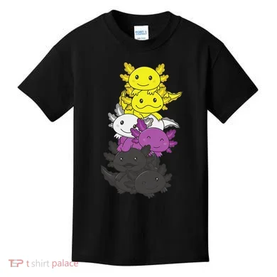 Nonbinary Flag Non Binary Pride LGBTQ Axolotl  Kids T-Shirt