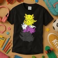 Nonbinary Flag Non Binary Pride LGBTQ Axolotl  Kids T-Shirt thumb 3