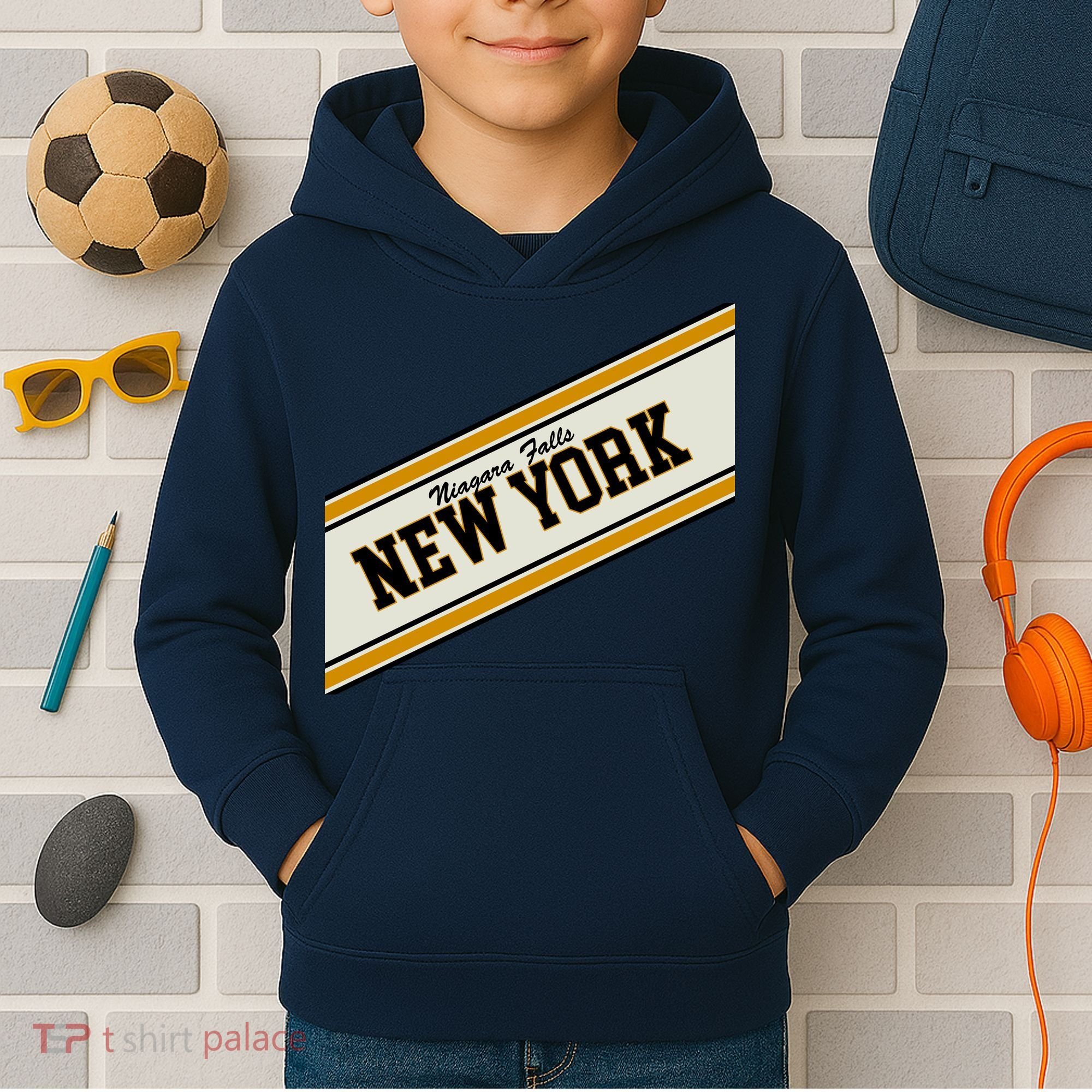 Niagara Falls New York Varsity Logo Kids Hoodie