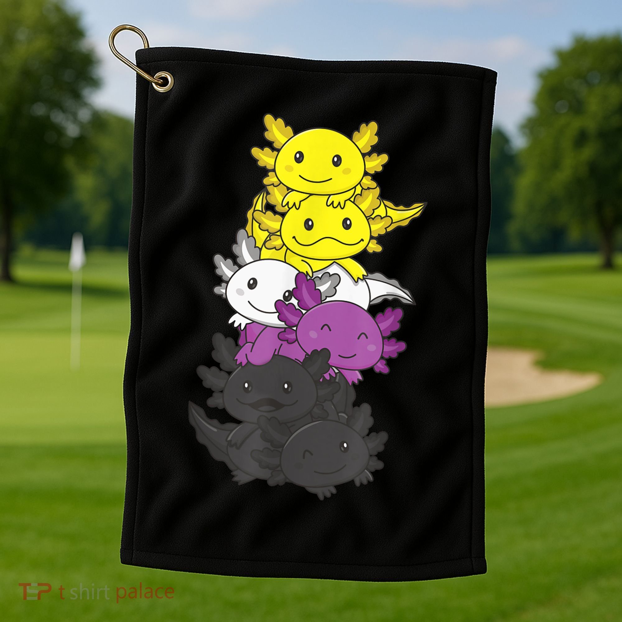 Nonbinary Flag Non Binary Pride LGBTQ Axolotl Golf Towel