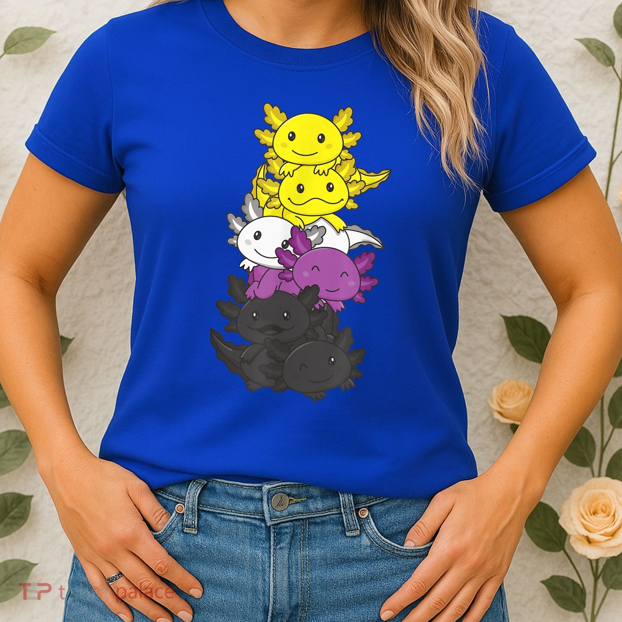 Nonbinary Flag Non Binary Pride LGBTQ Axolotl Women's T-Shirt