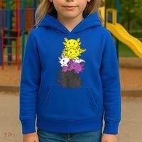 Nonbinary Flag Non Binary Pride LGBTQ Axolotl Kids Hoodie thumb 3
