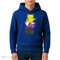 Nonbinary Flag Non Binary Pride LGBTQ Axolotl Kids Hoodie thumb 4