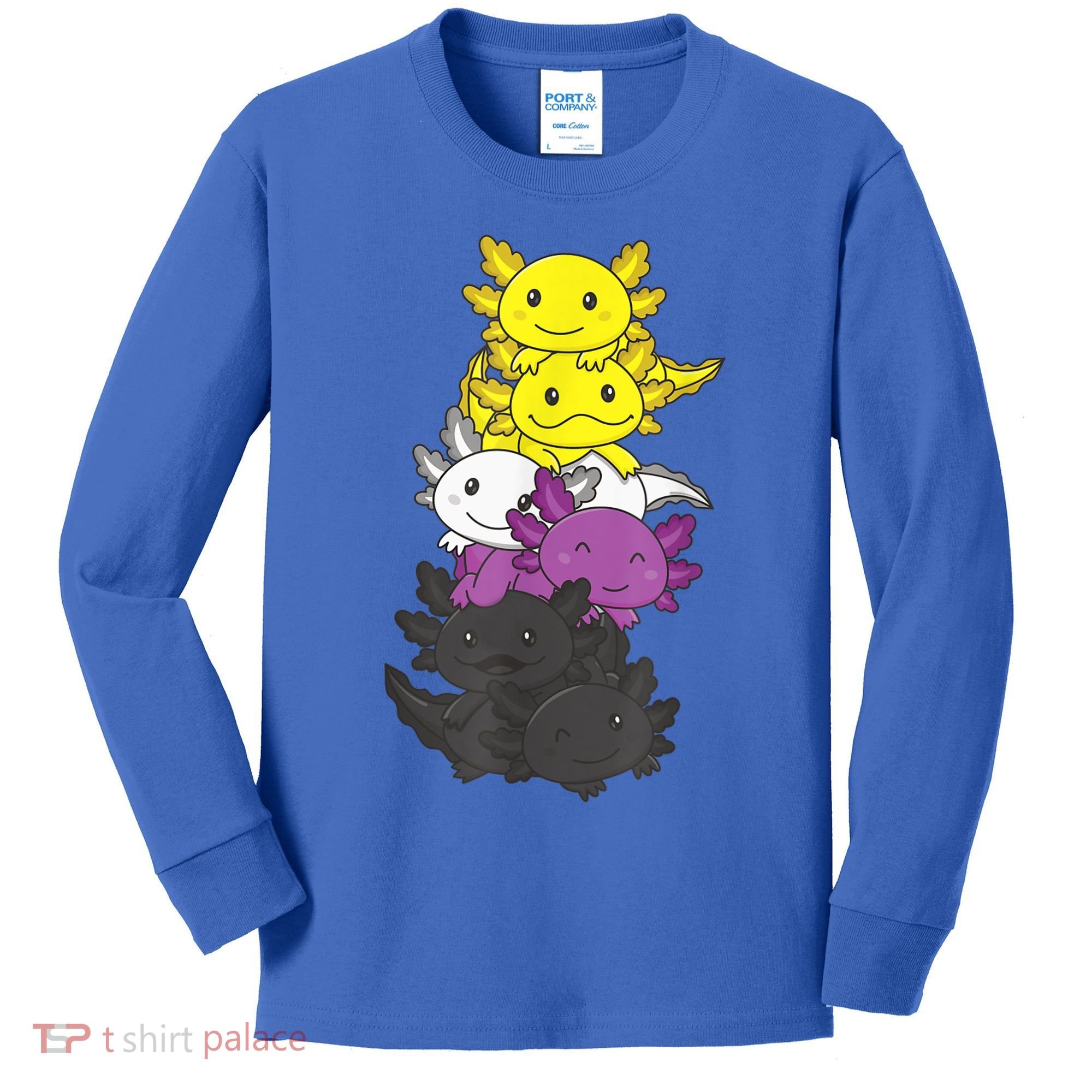 Nonbinary Flag Non Binary Pride LGBTQ Axolotl Kids Long Sleeve Shirt