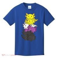 Nonbinary Flag Non Binary Pride LGBTQ Axolotl Kids T-Shirt thumb 0