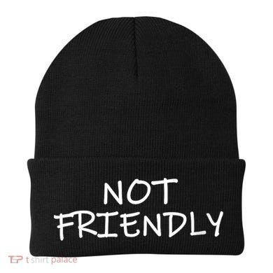 Not Friendly Novelty Text Warning To Others (C) Beanie