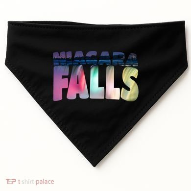 Niagara Falls Night Gift Canada Usa Typography Souvenir USA-Made Doggie Bandana