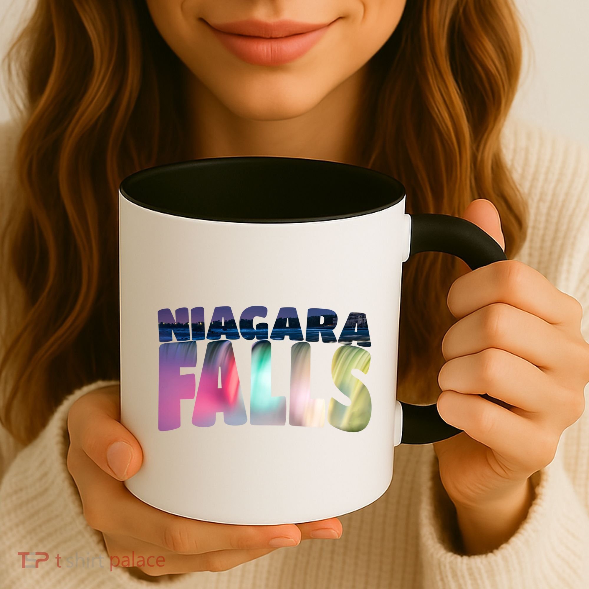 Niagara Falls Night Gift Canada Usa Typography Souvenir Coffee Mug