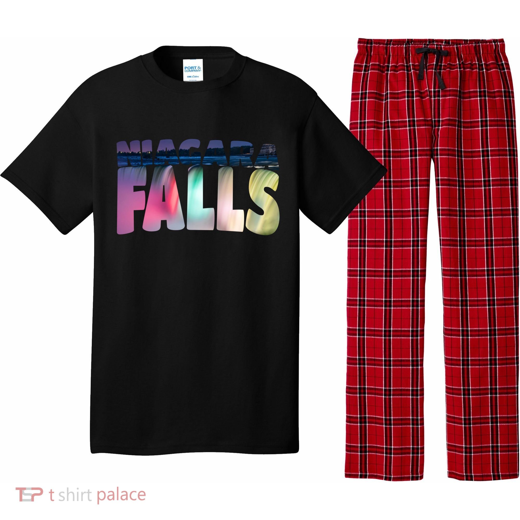 Niagara Falls Night Gift Canada Usa Typography Souvenir Pajama Set