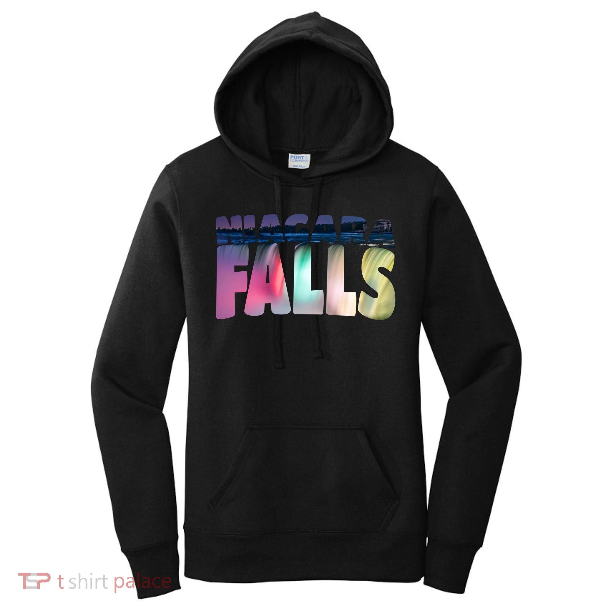 Niagara Falls Night Gift Canada Usa Typography Souvenir Women's Hoodie