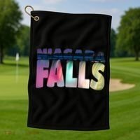 Niagara Falls Night Gift Canada Usa Typography Souvenir Golf Towel thumb 1