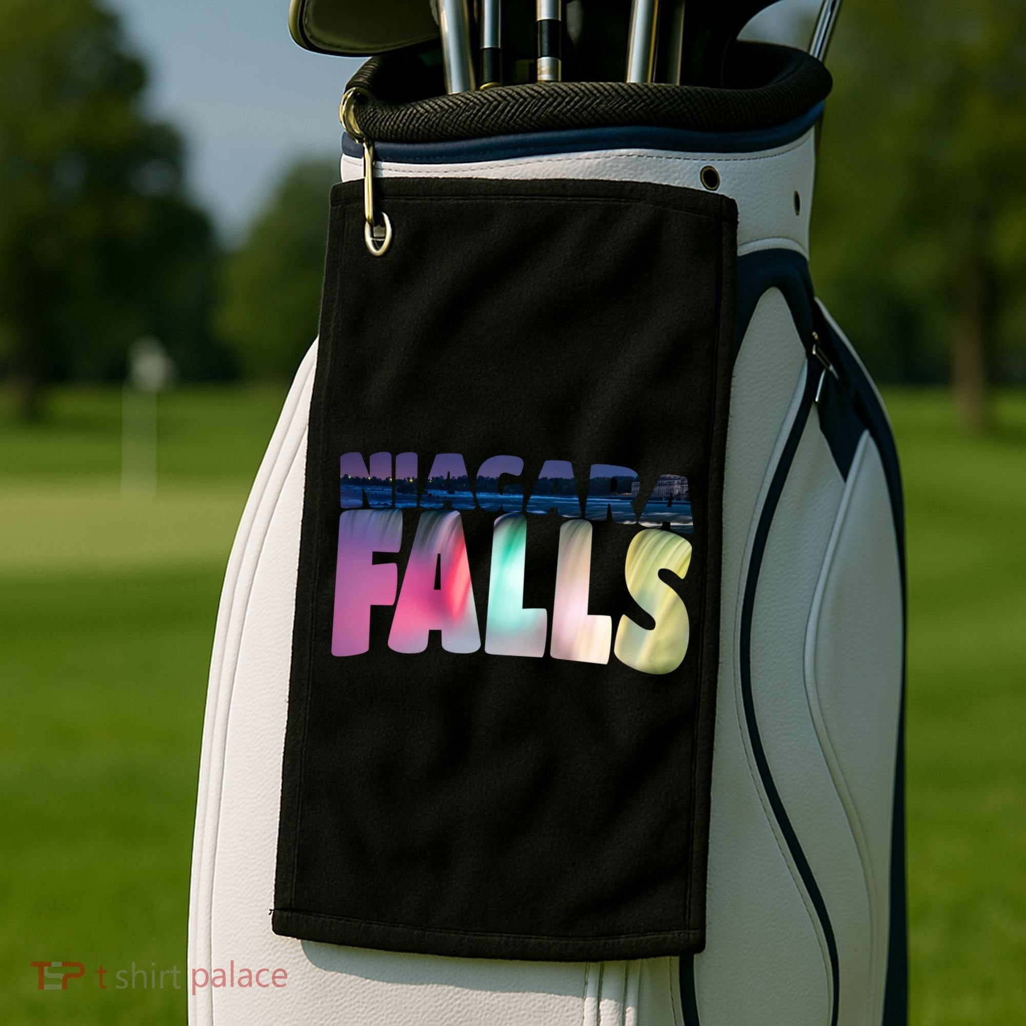 Niagara Falls Night Gift Canada Usa Typography Souvenir Golf Towel
