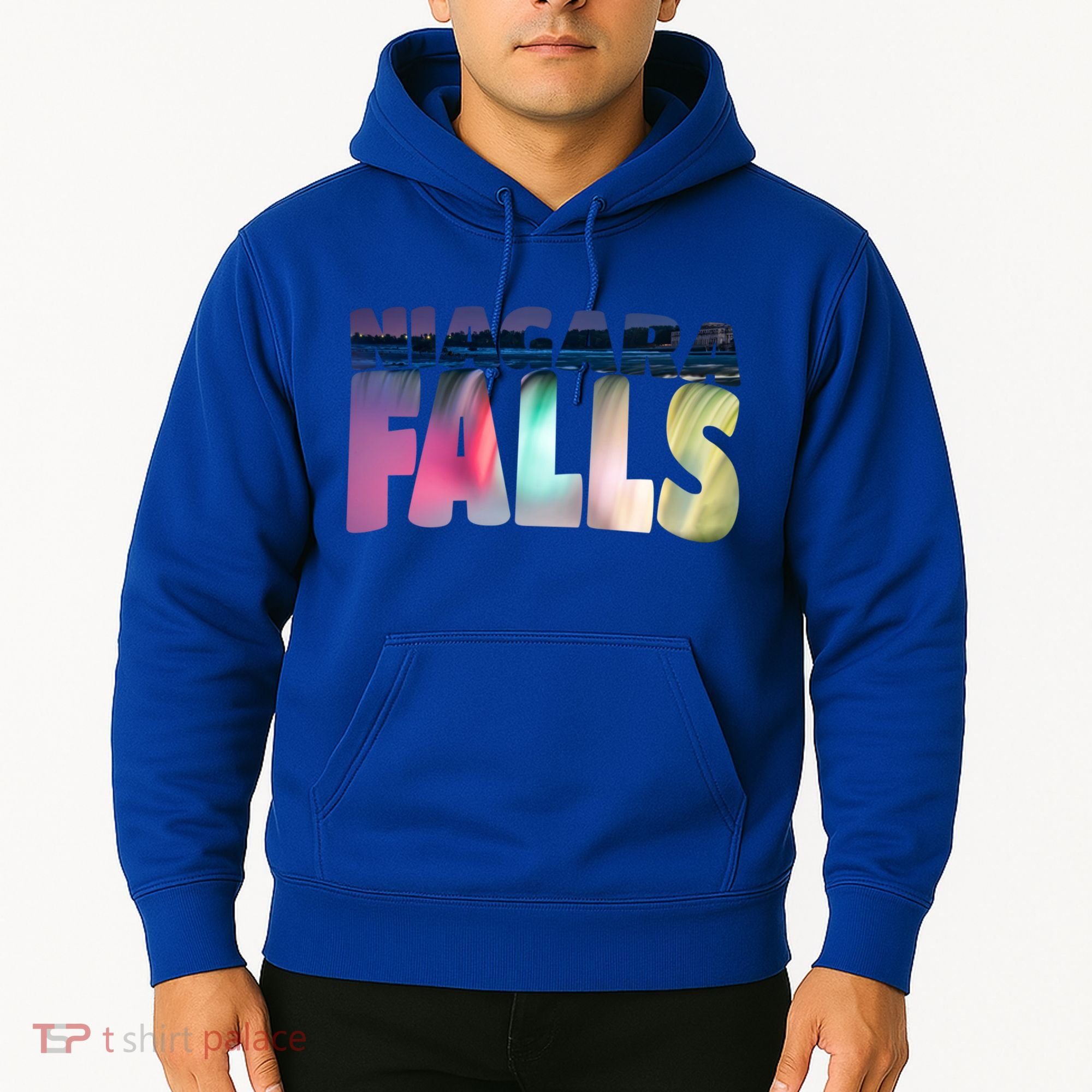 Niagara Falls Night Gift Canada Usa Typography Souvenir Hoodie