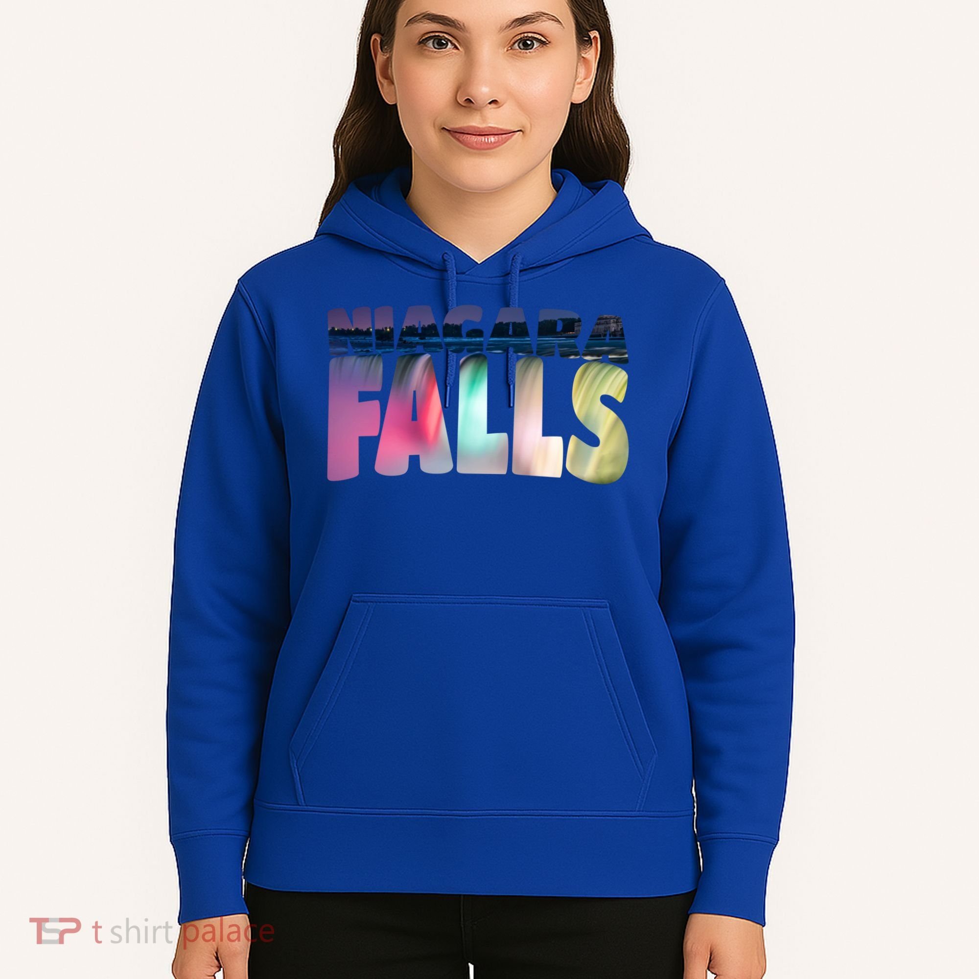 Niagara Falls Night Gift Canada Usa Typography Souvenir Hoodie