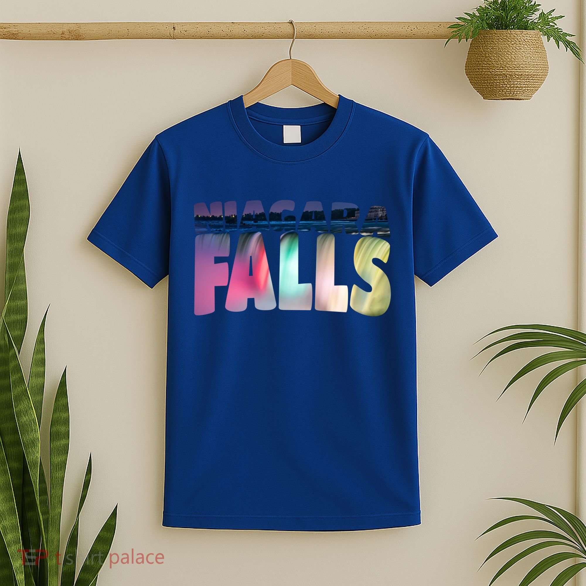 Niagara Falls Night Gift Canada Usa Typography Souvenir T-Shirt