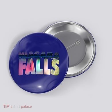 Niagara Falls Night Gift Canada Usa Typography Souvenir Button