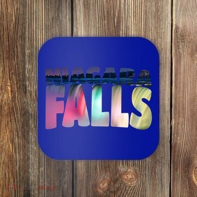 Niagara Falls Night Gift Canada Usa Typography Souvenir Coaster