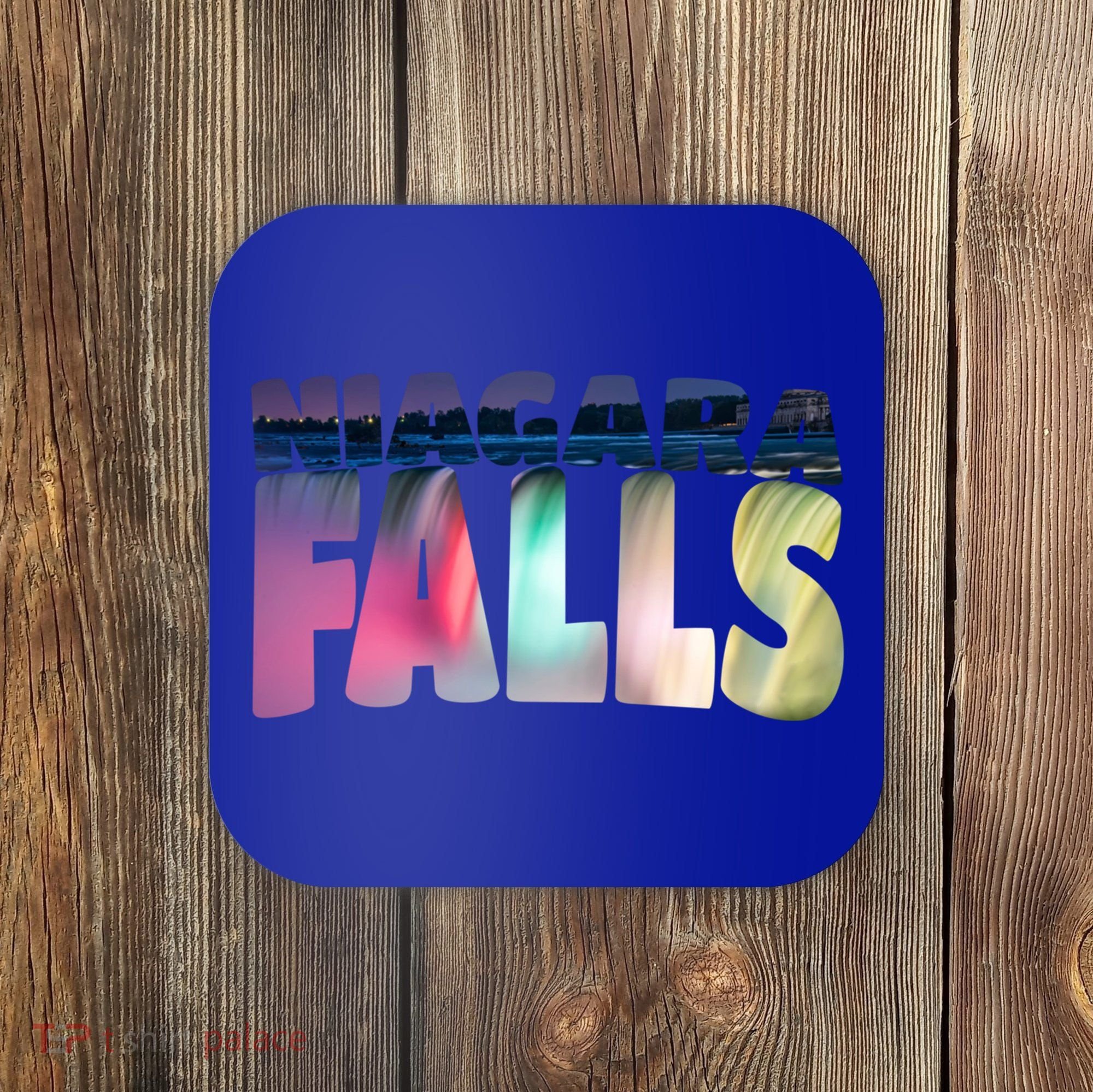 Niagara Falls Night Gift Canada Usa Typography Souvenir Coaster