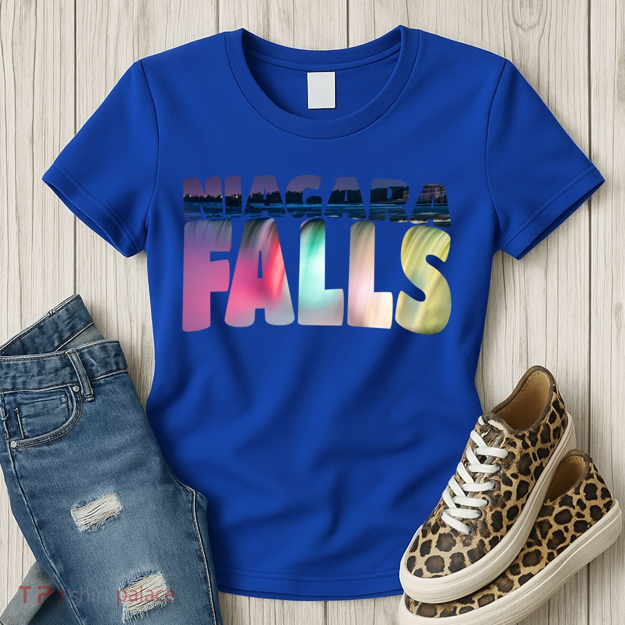 Niagara Falls Night Gift Canada Usa Typography Souvenir Women's T-Shirt
